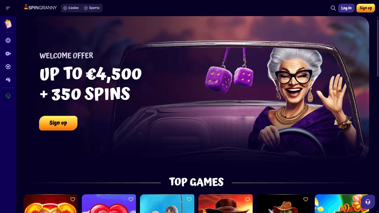 SpinGranny Casino — početna stranica